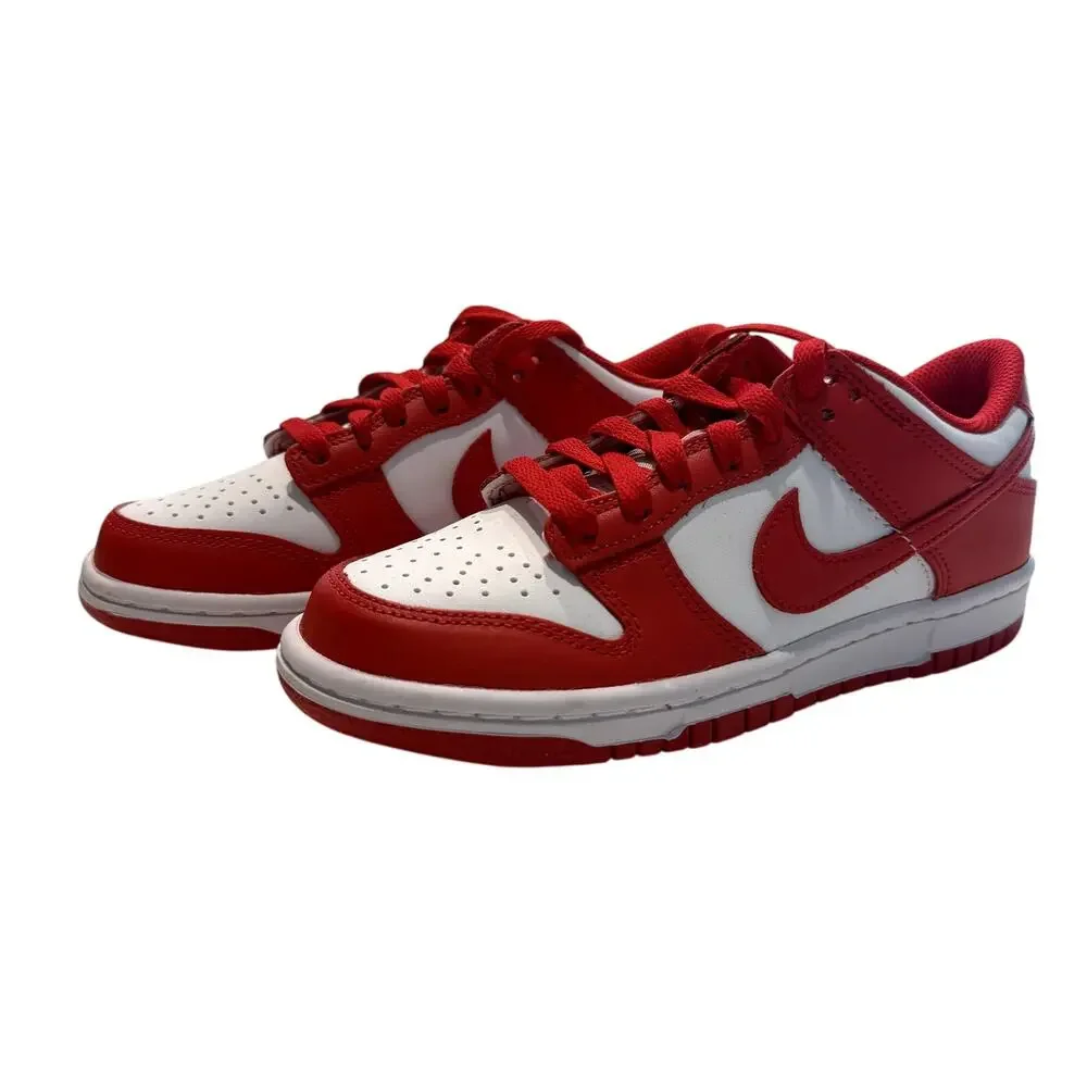 Nike Big Kids Dunk Low in White/University Red, Size 4Y